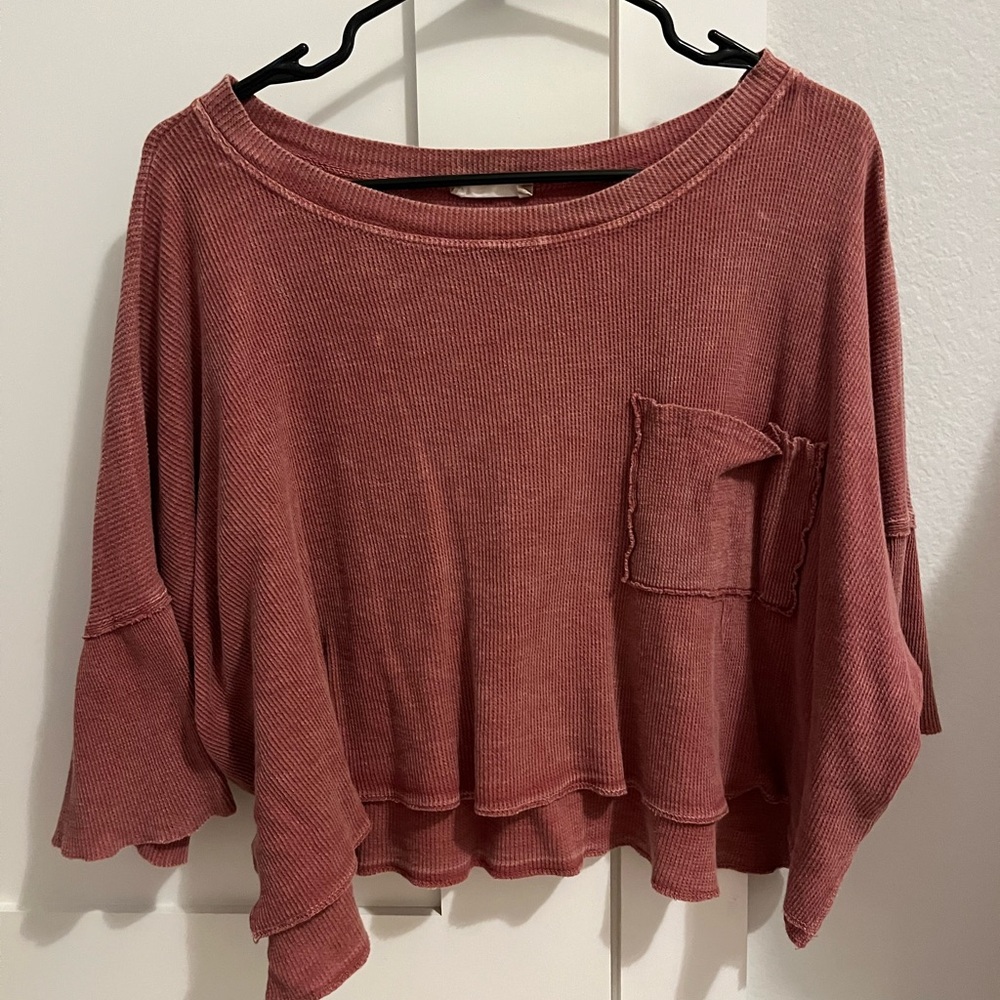 Altar'd State Rust Red Waffle Top